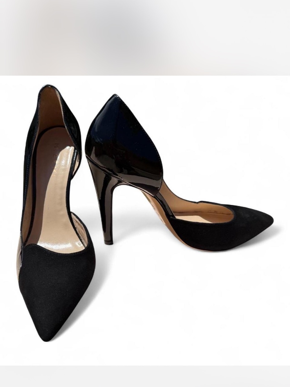 Black Pointed-Toe patten leather&suede High Heels Size 39 (US 8) originally $99
